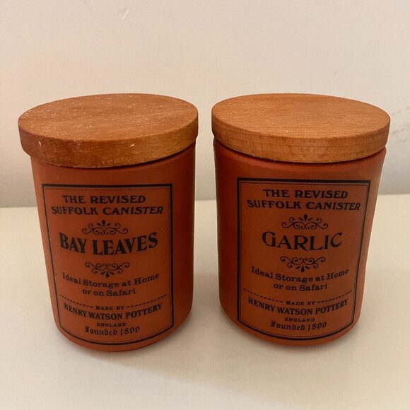 Henry Watson Pottery Terracotta Spice Jars - England Suffolk Revised Canisters - Picture 7 of 13
